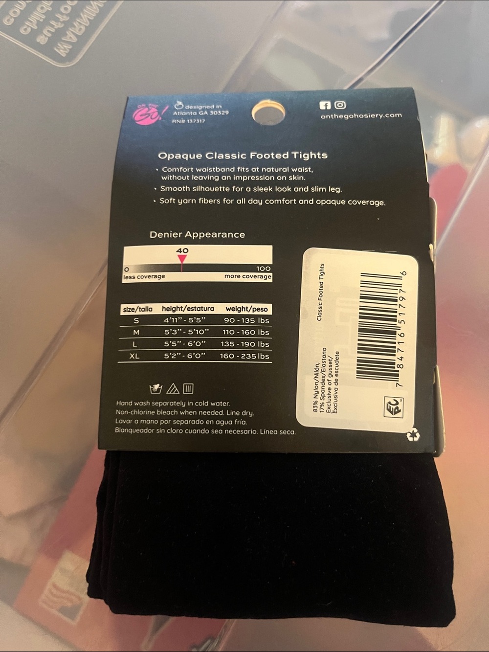Classic Black Tights - Comfort Waistband (L) - Picture 2 of 2